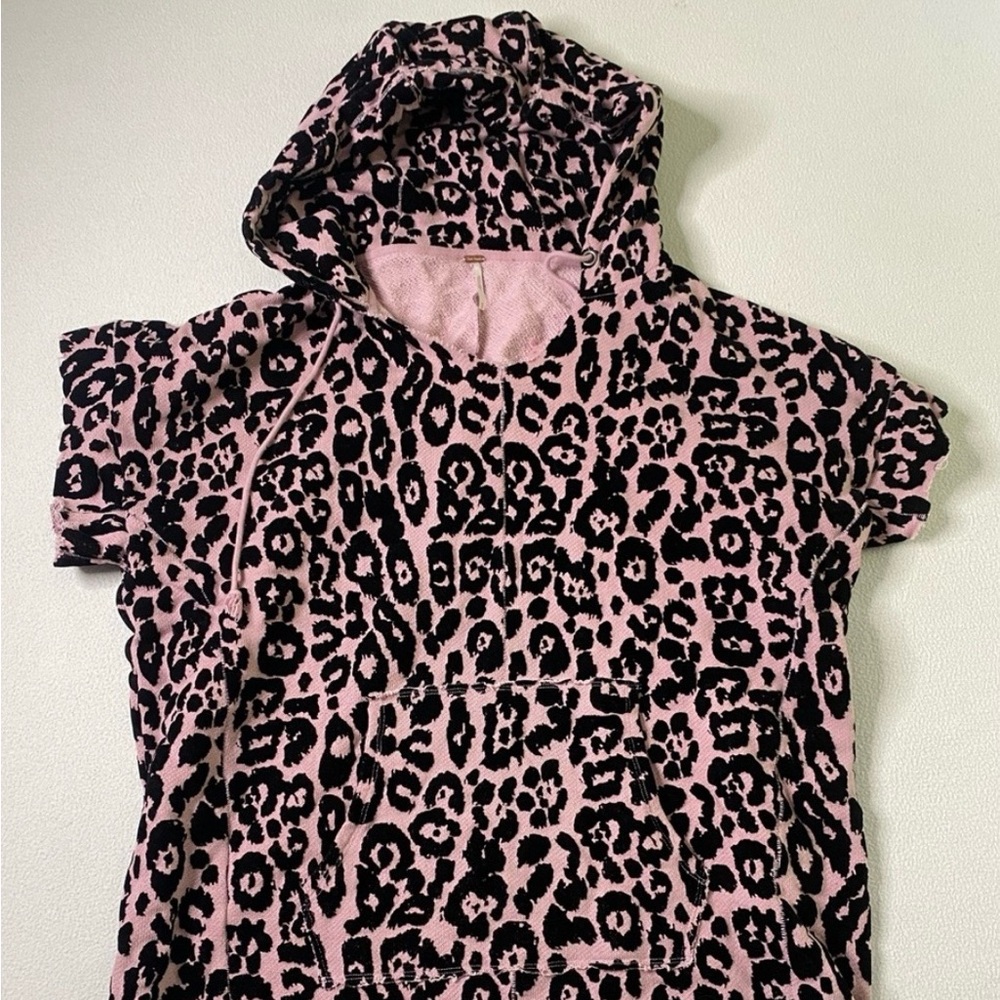 Free People Pink Leopard Print Hoodie